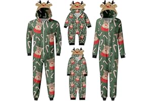SONNENA Familie Schlafanzug Familie Outfit Set Lange Jumpsuit Winter Jumpsuit Rotes Weihnachtspyjama Familie Set Kuschelig Nachtwäsche Hausanzug Weihnachts Matching Pyjamas