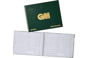 Gunn & Moore GM Cricket Scorebook | Bowling Analysis | Green with Gold GM Logo | 60 or 100 Innings
