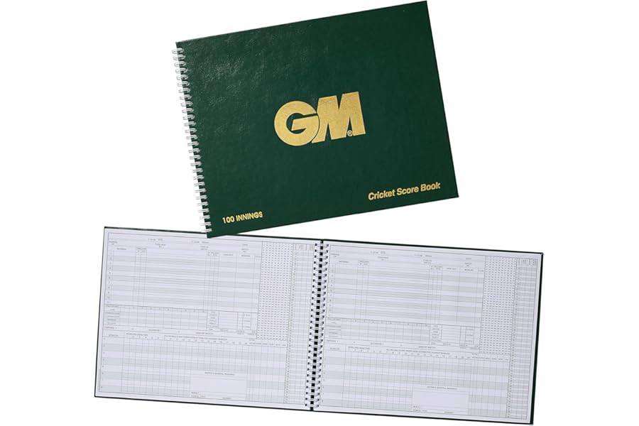 Gunn & Moore GM Cricket Scorebook | Bowling Analysis | Green with Gold GM Logo | 60 or 100 Innings