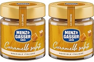Menz&Gasser, Crema Spalmabile al Caramello Salato, Confezione da 2x200g, con Nocciole Italiane, Perfetta per Farciture e Dolci Gourmet