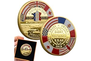 JANURIUM Pièce de monnaie « Happy Anniversary » – Pièce de monnaie du jour du 80e anniversaire du jour J | Commémorative de la Seconde Guerre mondiale, pièce commémorative de 1944, pièce de collection