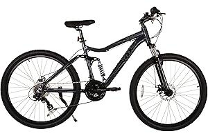 Bounty Full Suspension Mountain Bike - 18 Speed Shimano Gearing, Zoom Suspension Forks, Disc Brakes, Light Alloy Rims - Bikes for Men
