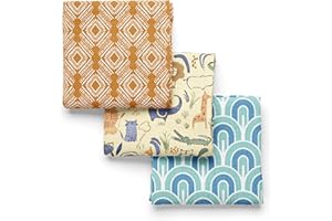 PEKEL'S PEKEL’S Mantas de Muselina Bebé 120x110 cm | Pack de 3 | 100% Algodón Suave y Transpirable | Paños Grandes Envolventes para Recién Nacido, Cuna, Carrito o Regalo Baby Shower