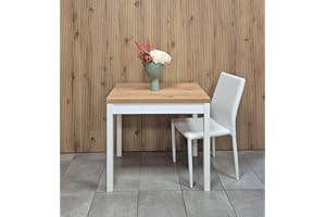 icreo Tavolo salvaspazio allungabile moderno SATURNO rovere rustico charlestone e bianco cm.80x60/120*ARRIVA MONTATO*