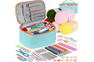 ‎COOPAY Coopay Häkelset für Anfänger Erwachsene, 58 Stück Häkelnadel Set Inklusive TPR Griff Häkelnadeln, Spitze Häkelnadel, Wolle und Häkelzubehör, Komplettes Häkelnadelset mit Tasche, Blau