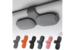 FONWUJIOT Brillenhalter für Auto Sonnenblende, Doppelschichtiger Sonnenbrillenhalter Auto, Magnetisch Sonnenbrillenhalter Auto, Universal Leder Brillenhalter für Auto Zubehör Innenraum (Grau)