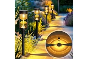 GIGALUMI Solarne lampy ogrodowe, wodoodporne lampy solarne w kształcie klepsydry, do ogrodu, na podwórko, taras, ścieżkę, dekoracji krajobrazu, ciepłe białe światło, 6 sztuk