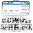 Electrical Socket Screws, 100 PCS 12 Sizes #6-32#8-32 Flat Head 304 Stainless Steel Machine Screws, Extra Long 50mm 40mm Electrical Plug Socket Fastener for Wall Plate, Light Switch