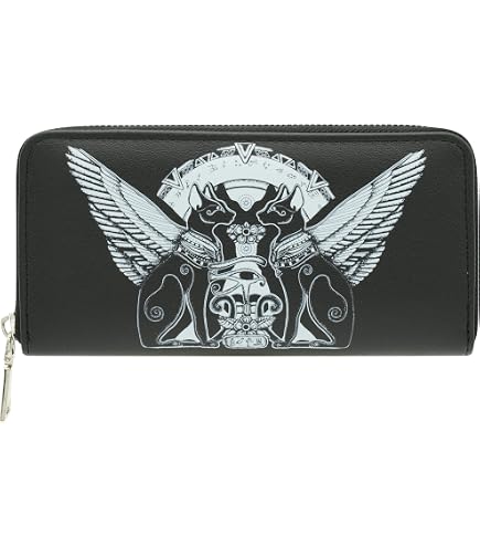 Ro Rox Goth Baphomet Pentagram Faux Leather Wallet - Zip Around Purse With Studs, Holds 8 Cards - View #10