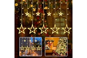 iShabao zasłona świetlna 2,4 m 138 diod LED, gwiazda, girlanda bożonarodzeniowa, 8 trybów oświetlenia, gwiazdy, światła dekoracji okna, Boże Narodzenie, ślub, urodziny, dom, Pati, ciepła biel