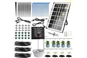 HOSPAOP Système d'irrigation solaire automatique 12 modes de minuterie, capteur d'eau, tuyau 15 m pour jardin, plantes de balcon et en pot
