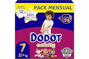 Dodot Activity Talla 7, 96 Pañales Para Bebé, 15kg+, Hasta 12 H De Protección Antifugas Y Ajuste