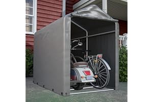 Thanaddo Fahrradgarage Gerätezelt Gartenschuppen Geräteschuppen Lagerzelt Carport, 100x187x160cm Dunkelgrau