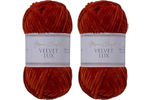 Utopia Crafts Velvet Lux - Ovillo de chenilla súper suave y grueso para tejer y ganchillo, 2 unidades, 100 g (naranja oscuro)