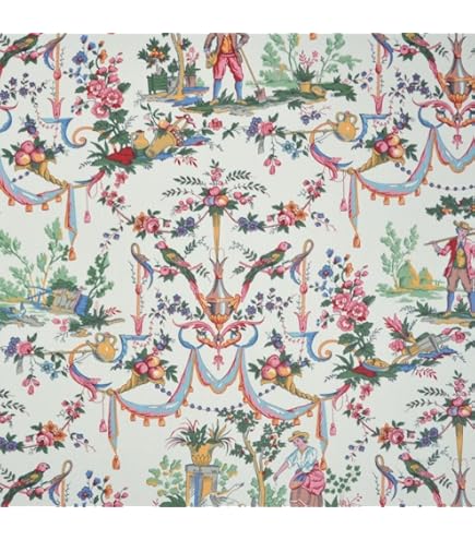 Tissu Au Mètre - Bachette - Toile De Jouy Versailles - Rouge