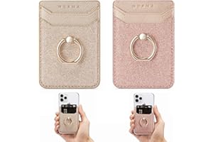 DMaos Lady Card Case avec Bracelet Porte - Monnaie 2 pièces RFID Credit Wallet Grip arrière pour iPhone et Smartphone Samsung - Rose + Or