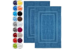 NatureMark Confezione da 2 tappetini da bagno e doccia, in 100% cotone, da 50 x 80 cm, di colore Blu Reale