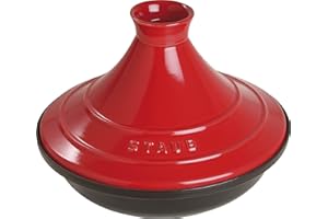 STAUB Plat à Tajine en Fonte, Couvercle Céramique, Ø 28 cm, Cerise