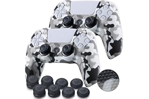 9CDeer 2 pezzi di Texture Printing ps5 accessori Controller Skin case Cover bianco * 2 con Pro Thumb Grips x 8