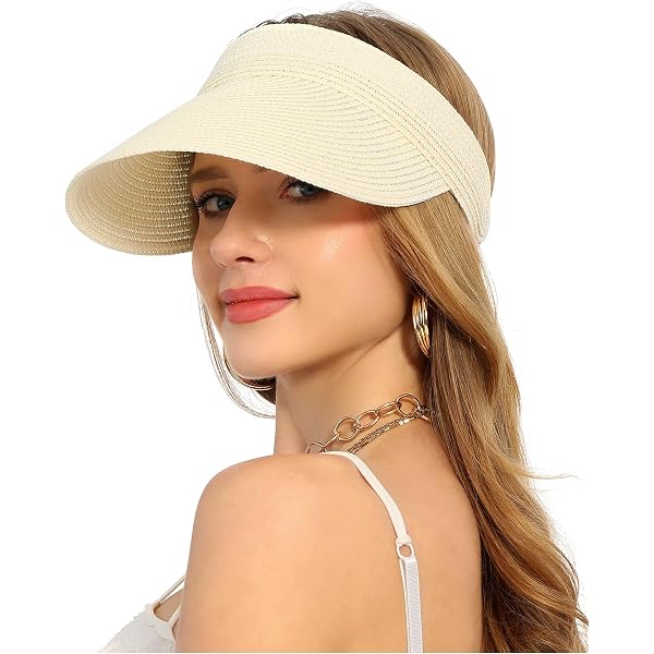 Chapeau Visage De Soleil Femme Pliable à Large Bord - Casquette Plage Été Enroulable Queue De Cheval