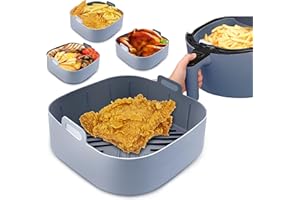 HIQU and HIST Silikonowa forma do frytkownicy na gorące powietrze, 20 cm, składana, wielokrotnego użytku, odporna na wysokie temperatury, nieprzywierająca, akcesoria do piekarnika, kuchenki