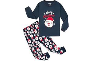 ELUTONG Boy's Christmas Pajamas Cotton Kids Santa Claus Snowmen Pjs Toddler Clothes Long Sleeve Sleepwear Sets 2-12 Years