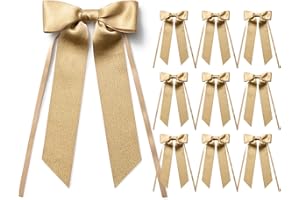 MORSUNBELA Bows Wedding Decoration Brown Bow Communion Gift Bow for Birthday Christmas Garland Gifts, Pack of 10