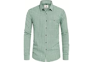 KOSMEEU Chemise Homme Oktoberfest Tenue Bavaroise Chemise a Carreaux Trachtenhemden Homme Costume Oktoberfest Bleu Rouge Vert