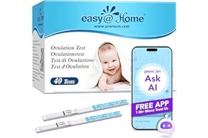 Ovulation Test Kit Fertilité Prédiction: Easy@Home 40 LH Tests de Female Fertilité Bandes d'ovulation Résultats Précis avec App Premom Plus Simple pour le Suivi de l'Ovulation Règle