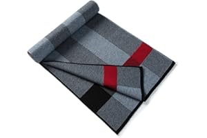 Lindoro Merino Wollschal für Herren, Warme, Leichte Tartan-Plaid-Winter-lange Schals mit Geschenkbox