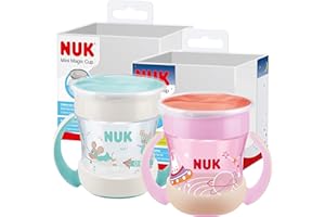NUK Mini Magic Cup Trinklernbecher mit Leuchteffekt | 6+ Monate | 160 ml | auslaufsicherer 360°-Trinkrand | ergonomische Griffe | BPA-frei | Lila