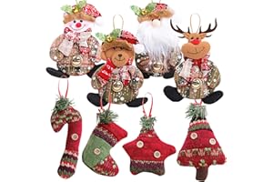 MEJOSER 8Piezas Colgantes árbol Navidad Adornos Navideños Muñecos de Nieve Papá Noel Reno Decoración Fiesta Regalo Manualidades Ornamentos de Navidad