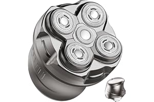 Sarsumir Rasoir Tete Chauve Homme 5D Rasoir Crane Electriques IPX6 Tondeuse Crane Chauve avec Écran LED, USB-C, Argenté