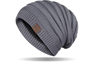 HAMUNI Mütze Damen, Atmungsaktiv Strickmütze Herren, Warme Wintermütze Damen, Street Style Slouch Beanie Mütze Herren, Klassische Unisex Winter Mütze mit Weichem Bequemem Fleece Innenfutter