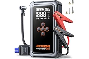 Joltekon 5000A Starthilfe Powerbank für Pkw mit 150PSI Kompressor 12V (Für alle Benziner und 10L Diesel), Auto Starthilfe Powerbank mit Zwangsstart & Auto-Abschaltung, Powerbank Starthilfe mit LED