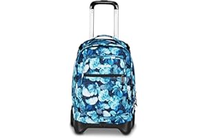 Invicta Trolley Scuola Plug Fantasy Shine, Blu, 3 in 1, Zaino Doppio Scomparto Con Carrello Sganciabile, Tasca Per PC, Tasca Per Borraccia, 34 lt, Scuola Media e Superiore, Viaggio, Zaino Ragazza
