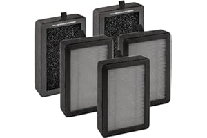 BRUVISH (5 pièces) LV-H128 Filtres de Rechange Compatibles avec LEVOIT LV-H128/ PUURVSAS (HM669A)/ ROVACS (RV60), Filtre HEPA LV-H128 H13, Filtres à Charbon actif 3 en 1, Remplace #LV-H128-RF