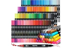 Eglyenlky Marcatori da colorare per adulti da a doppia punta con pennello, 100 colori per adulti a base d'acqua per disegnare scrittura calligrafia da colorare