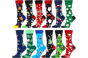 WeciBor Colores Divertidos Calcetines Estampados Mujer de Calcetines con Algodón 12 Pares