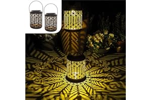 Gadgy Latarnia solarna do użytku na zewnątrz | 2 sztuki z motywem pawia | latarnia solarna do użytku na zewnątrz | latarnia LED z czarnego metalu | wodoszczelna