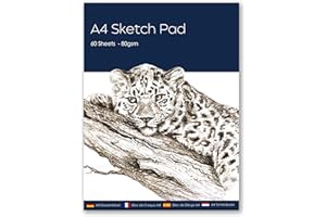CREAVVEE A4 Sketch Pad for Artists,Drawing Paper, Art Sketch Book - Perfect for Painting, Drawing and Sketching, 80 GSM White Paper,60 Sheets