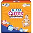 Super Cutes Premium Baby Diapers M Size, 72 Count, 7-12Kg, Super Soft and Rash Free Diaper Pants with 12 hrs Overnight Leakage Protection