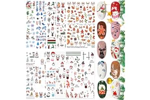KUFAERBEAM 10 Fogli Adesivi Unghie Natale, Decorazioni Adesivi Natalizi per Unghie, 3D Autoadesivo Decalcomanie Nail Stickers Decorazione, DIY Decorazioni Adesivi, Festa Di Natale Decorazioni, Natale Regali