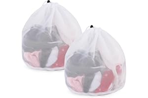 FYGUARD 2 Stück Wäschenetz für Waschmaschine, 40 x 50cm Wäschebeutel mit Kordelstopper Feinmaschig Wäschetaschen Wiederverwendbar für Babywäsche Unterwäsche Socken