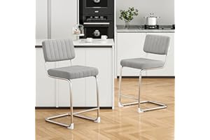 Farini 27 inch Modern Counter Height Bar Stools Set of 2,Barstools,Backrest Solid Metal Base, Chairs for Kitchen