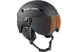 BLACK CREVICE Silvretta casco da sci I Casco da sci con visiera stile pilota I diversi colori I Casco uomo & donna I Casco in policarbonato I Casco da sci traspirante I Taglie regolabili