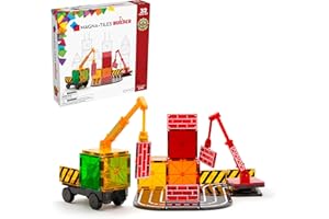 Magna-Tiles Builder 32-teiliges Set, The Original Magnetic Building Tiles for Creative Open-Ended Play, Educational Toys for Children Age 3 Jahre + (32 Stück) (21632)