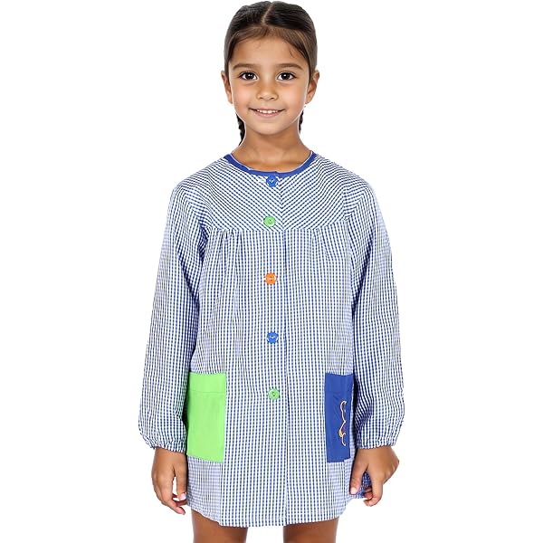 Blouse D'école Fille Avec Motifs Tigre - Marque KLOTTZ - Grands Boutons, Poches Latérales - Taille 0 à 7 (78 à 124 Cm)