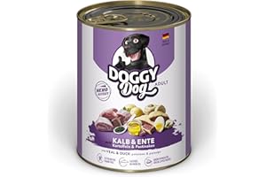 SOUL PET DOGGY Dog Paté cielęcina i kaczka, 6 x 800 g, mokra karma dla psów, bezzbożowa karma dla psów z olejem łososiowym i małżem zielonwargowym, pełnoporcjowa karma z ziemniakami i pasternakiem, Made in