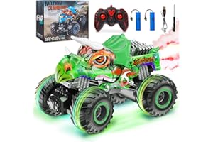 MOJINO Voiture Télécommandée Tout Terrain Enfant, Voiture RC Radiocommandée pour Les Garcon Fille 6 7 8 9 10 Ans, Idéal Dinosaures Jouet Garcon Cadeau Enfant Auto, Vert